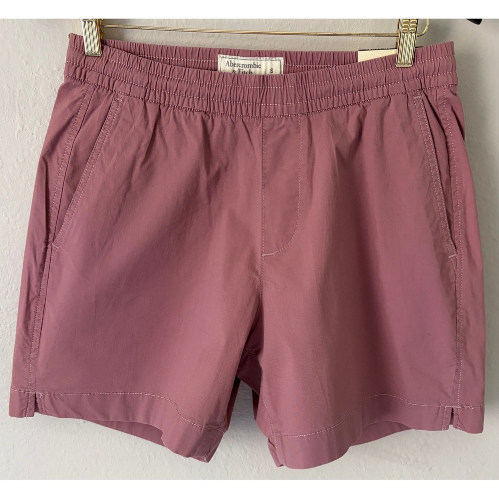 NWT Abercrombie & Fitch Mens 7 Inch Pull-On Shorts S Mauve Pink Elastic Waist